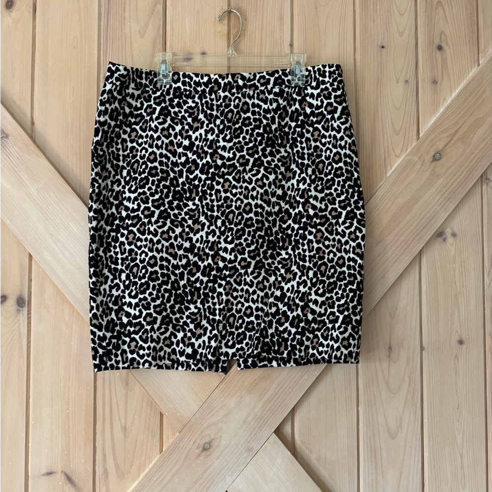 J. Crew Leopard Print Skirt - Black & Cream